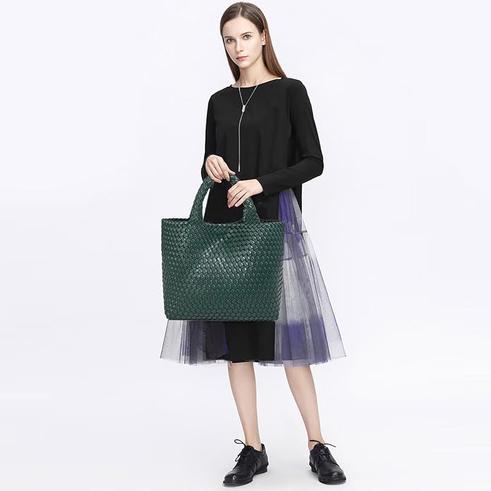 JINMANXUE Fashion Woven Bag Shopper Bag Travel Handbags and Purses Women Tote Bag Large Capacity Shoulder Bags - Image 2