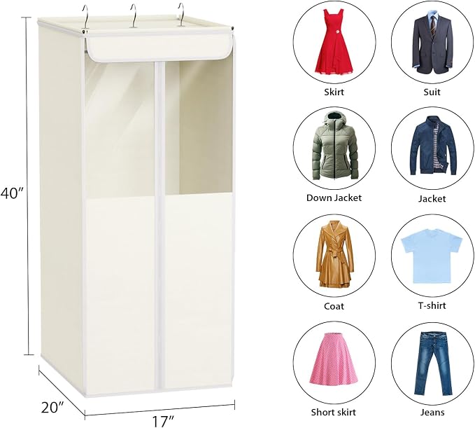 Univivi Garment Bags for Hanging Clothes, 2 Pack Large Clothes Storage Bags Closet Organizer with Clear Window, Premium Hanging Garment Storage Bag for Suits, Coats, Dresses, 40" (Beige) - Image 4