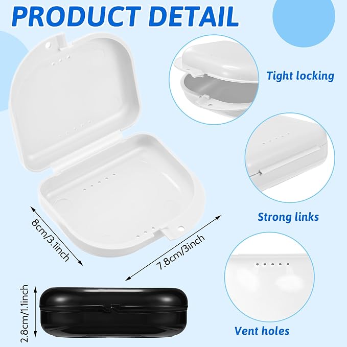 Sherr Dental Retainer Case with Holes,120 Pcs,Black, White - Image 2