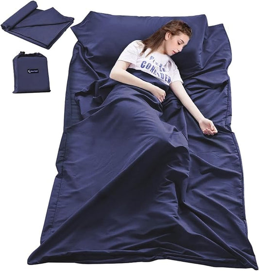 Lightweight Sleep Sack, Compact Sleeping Bag Liner Travel Sheets for Hotel | Soft Breathable Adult Sleep Sack, 4 Season Travel Sheet for Hostel Camping Backpacking Hiking, Machine Washable, 3 Sizes by Mannice