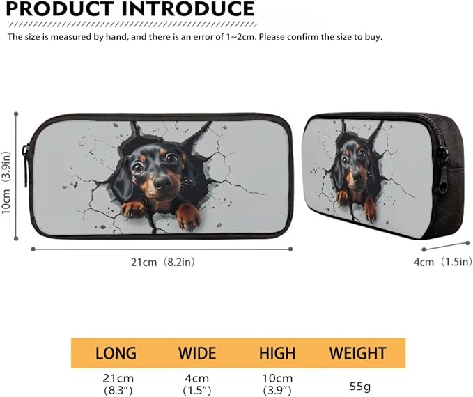 3D Dachshund Dog Print Backpack Set 17 Inch Schoolbag Large Capacity Bookbag Lunch Box Pencil Case Lightweight Travel Laptop Backpacks Rucksack Daypack with Zippered Pockets - Image 5
