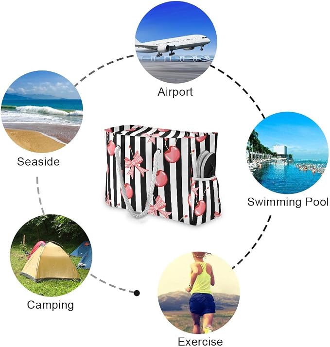 senya Large Beach Bags Totes Swim Canvas Tote Shoulder Bag Water Resistant Bags for Gym Travel Daily - Image 4