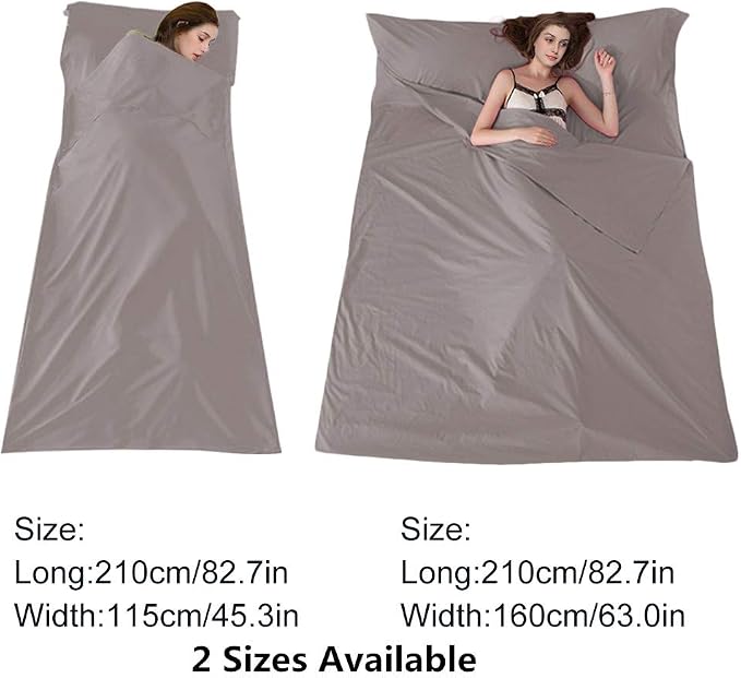 Lightweight Sleep Sack, Compact Sleeping Bag Liner Travel Sheets for Hotel | Soft Breathable Adult Sleep Sack, 4 Season Travel Sheet for Hostel Camping Backpacking Hiking, Machine Washable, 3 Sizes - Image 6