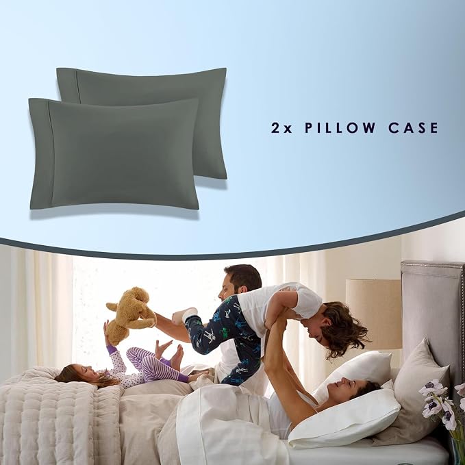 Pizuna Pure 100% Luxury Cotton King Size Pillow Case Dark Grey, 1000 Thread Count 100% Long Staple Cotton Sateen Pillowcase, Pillow Covers with Stylish 4" Hem (Combed Cotton King Pillowcase) - Image 4