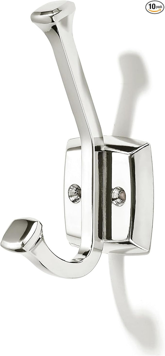 khtumeware 10 Pack 4.7 inch Polished Nickel Coat Hooks Wall-Mounted Hooks | Applicable to hanging,Towel,robe,bathroom,bag,clothes,entryway Zinc Alloy bathroom hooks by khtumeware