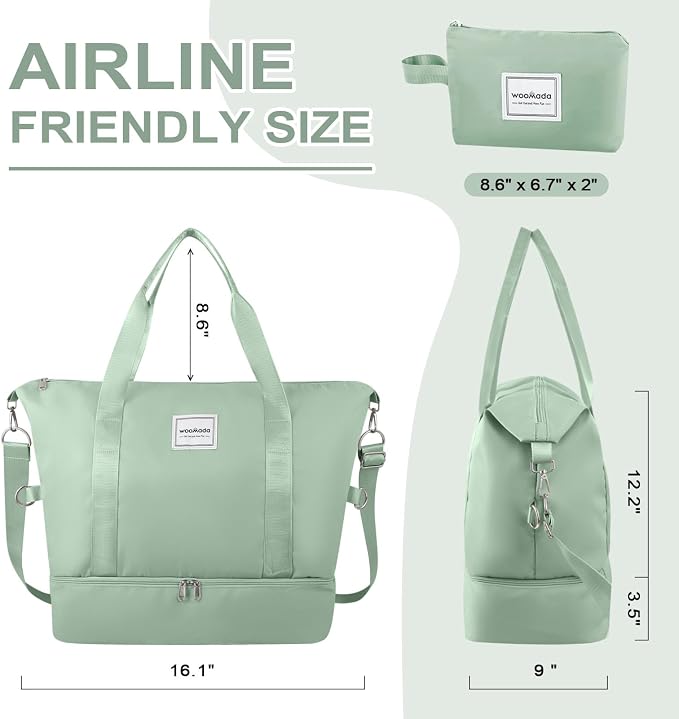 WOOMADA Weekender Bag for Women, Travel Duffel Bags with Shoe Compartment & Wet Pocket, Personal Item Bag for Airlines - Image 2