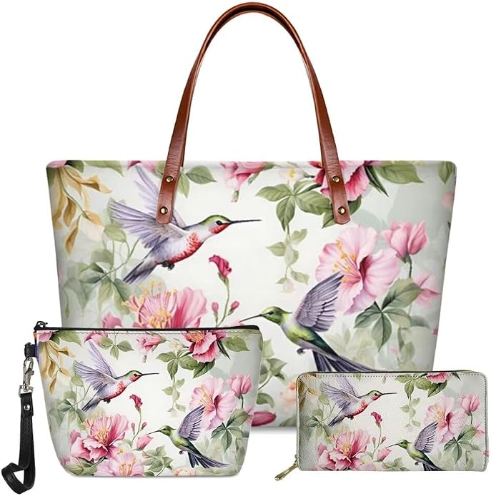 GIFTPUZZ Women Tote Bag Women Wallet Portable Cosmetic Bag for Women Bag Set 3 Pack PU Leather Bags with Zipper by GIFTPUZZ