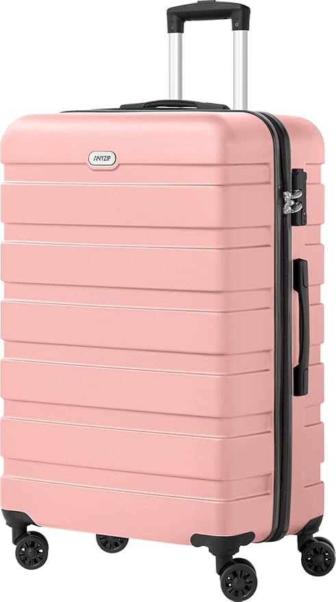 AnyZip Luggage PC ABS Hardside Lightweight Suitcase with 4 Universal Wheels TSA Lock Checked-Large 28 Inch Pink by YourBestTravelChoice