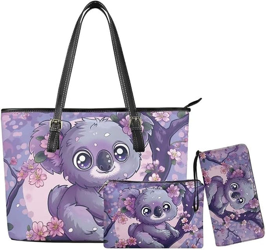 Women Purse Handbags Wallet Sets Leather Shoulder Tote Bag for Women,Top Handle Purse with Wrist Wallet Bag by Unknown