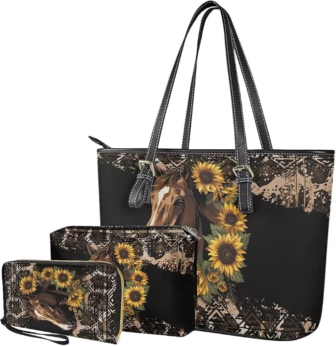 Women Purse Handbags Wallet Sets Leather Shoulder Tote Bag for Women,Top Handle Purse with Wrist Wallet Bag - Image 5