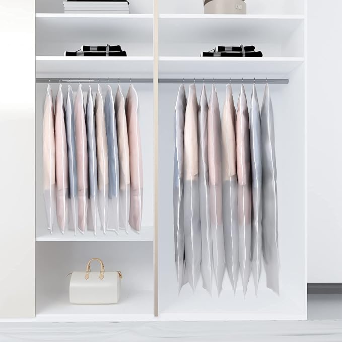 Univivi Clear Garment Bags for Hanging Clothes 60 inch Clear Dress Bags for Storage 6Pack Suit Cover for Long Gown Coat - Image 5