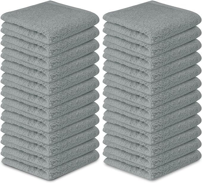 100% Cotton Washcloths 60 Pack (12x12 Inches) Soft, Highly Absorbent Washcloth, Face Towels, Wash Cloths for Face, Ring Spun, Bulk Pack (Silver Grey) - Image 7