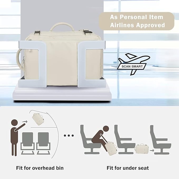 Hanples Travel Backpack for Women, 17 Inch Waterproof Laptop Backpack | 40L Large Carry on Backpack, TSA Flight Approved Anti Theft Travel Bag, Casual Daypack with 2 Toiletry Bags for Trips, Beige - Image 3