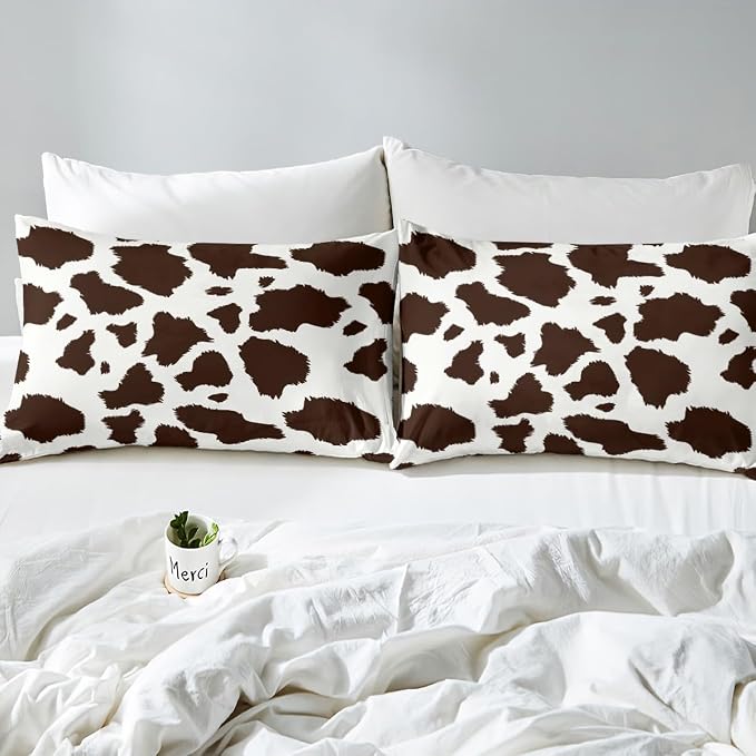 Erosebridal Cow Print Bedding Set Adult Women Brown Wild Animal Highland Cow Fur Print Comforter Cover Africa Animal Milk Cow Farm Bedding Collections Exotic Tribal Style Duvet Cover, Full Size - Image 5