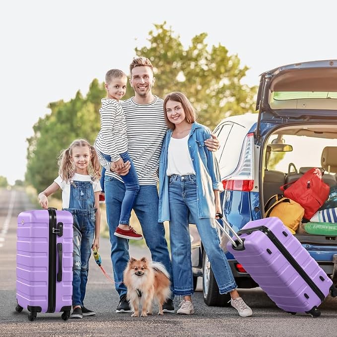 Suitour Luggage Sets 5 Piece, 20, 24, 28 inch Hardside Carry-on and Checked Suitcase Set with Expandable Travel Duffle Bag Sets（Purple） - Image 5