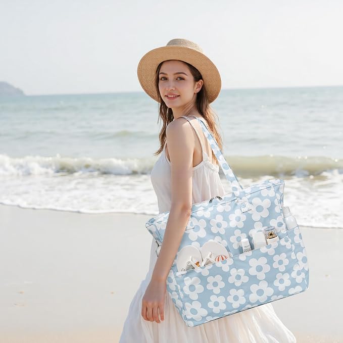 Bluboon Waterproof Beach Tote Pool Bags for Women Ladies Extra Large Carry On Bag With Wet Compartment for Weekender Travel - Image 2