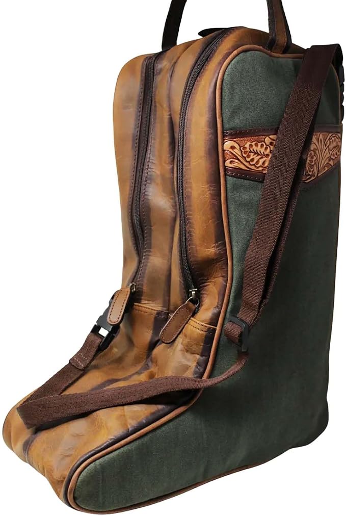 CHALLENGER Western Waxed Canvas Leather Travel Carry Storage Boot Bag Waterproof 30SK02 - Image 4