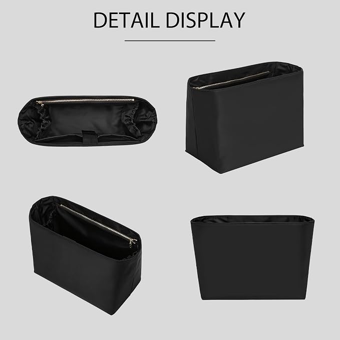 Laptop Sleeve Bag Organizer for Longchamp Le Pliage Large,Black | Soft Nylon Purse Insert, 5 Pockets, 13"Laptop Sleeve, Elastic Cup Holder, YKK Zipper Pocket, Keeps Tote Handbag Neat Shape - Image 9