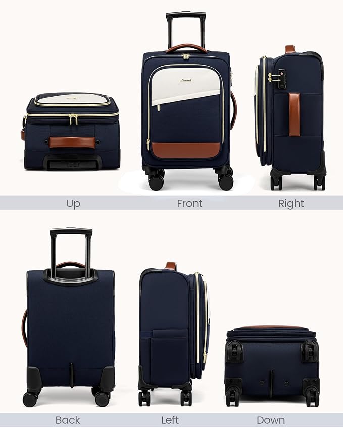 LOVEVOOK 4 Pcs Carry On Luggage 22x14x9 Airline Approved, 20 Inch Carry On Suitcases with Wheels, Softside Rolling Suitcase for Women Men, with TSA Lock Weekender Travel Luggage - Image 9