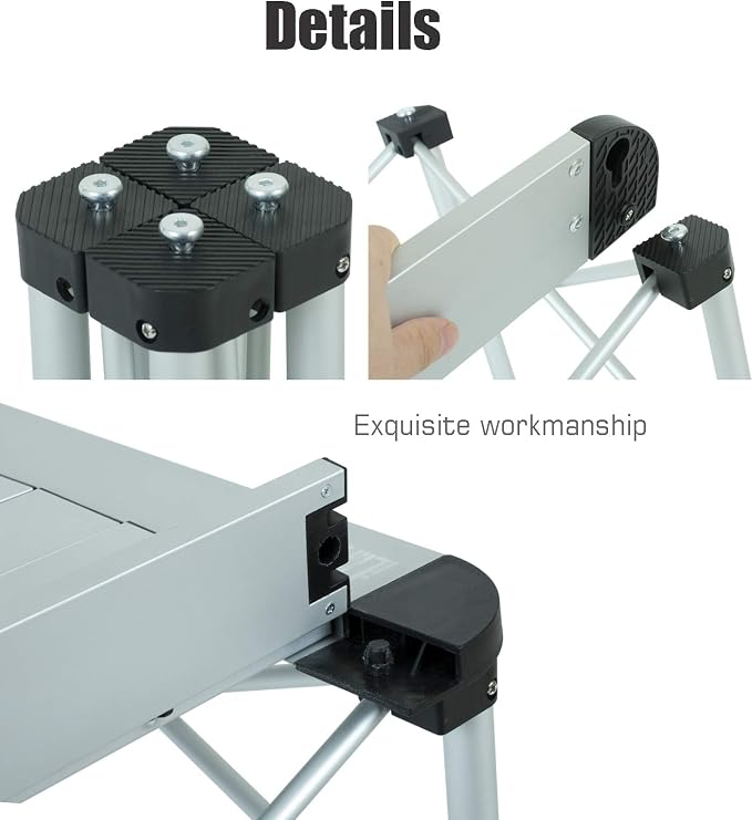 iClimb Lightweight Stable Alu. Folding Square Table Roll Up Top with Carry Bag for Camping Picnic Backyards BBQ Camp Kitchen (Silver, S) - Image 4