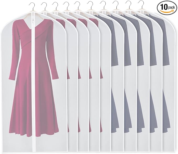 Zilink Clear Coat Covers Garment Bag 54-inch Garment Bags for Hanging Clothes Storage Bag for Coat with Full Length Zipper for Clothing Storage Bags Hanging, Set of 10 by Zilink