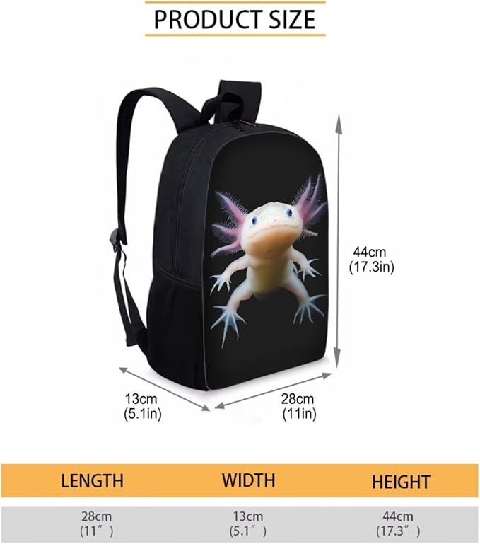 Novelty Axolotl Backpack for School Girls 3rd Grade Preppy Kids Bookbag with Lunch Box Set 4PCS Elementary Student Back Pack Lunch Bag Pencil Case Water Bottle Holder Preschool Book Bags - Image 4