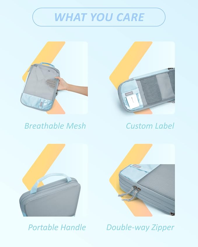 BAGSMART 6 Set /4 Set/2 Set Compression Packing Cubes for Travel, Lightweight Luggage Organizer Bags, Durable Space Saver Bags Travel Essentials - Image 5