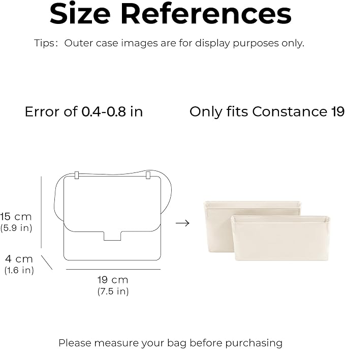 Purse Organizer Insert for HERMES Constance 19 Handbag,Custom Fit Inside Premium Craie Lightweight WaterResistant Tote Bag Insert Accessories - Image 2