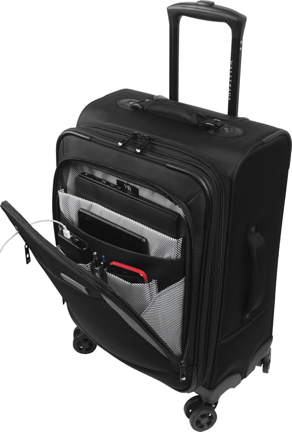 Wally Bags Solutions 20” Expandable Spinner Carry-On with Padded Laptop and Electronics Pockets by WallyBags