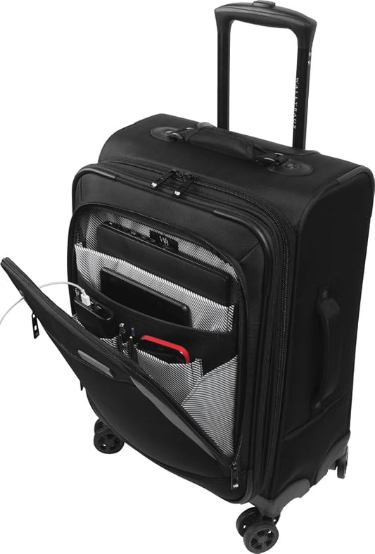 Wally Bags Solutions 20” Expandable Spinner Carry-On with Padded Laptop and Electronics Pockets by WallyBags