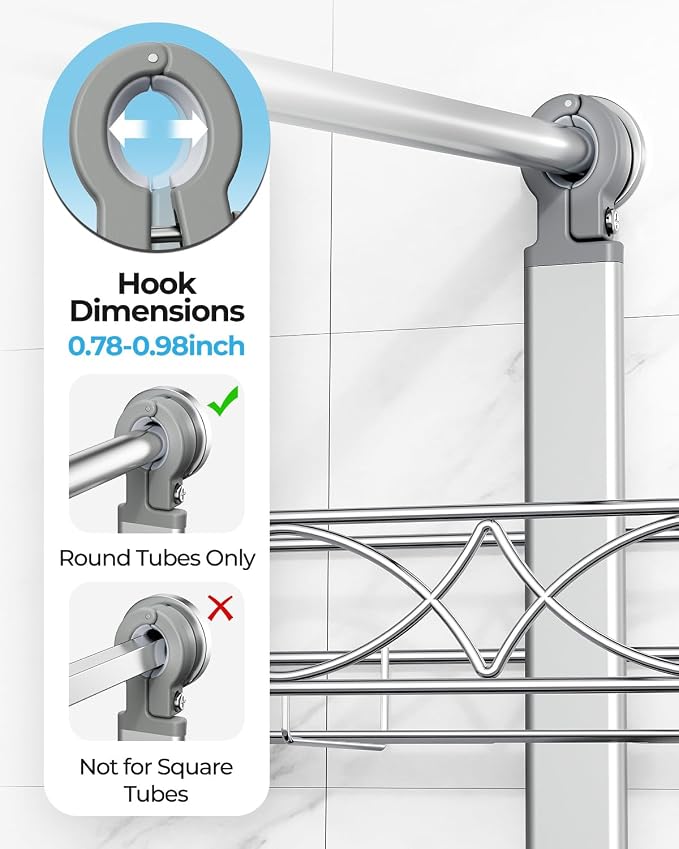 ODesign 2 Tier Aluminum Shower Caddy Rustproof Hanging Adjustable Silver | Shower organizer hanging,no drilling required,comes with removable hook and storage box, suitable for indoor showers - Image 6