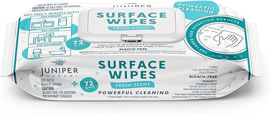 1 Pack Surface Cleaning Wipes Bleach Free, All-Purpose Cleaner for Bathroom, Kitchen, Office, 72 Count Soft Flow, Fresh Scent, Lint Free & Durable