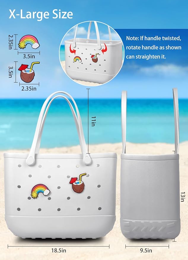 Baonat Beach Bag Rubber Tote Bag - Waterproof Travel Bag for Women Washable Tote Bag Handbag for Sports Beach Market Pool - Image 2