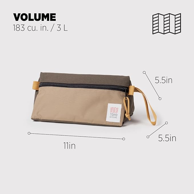 Topo Designs Dopp Kit - Travel Bag for Personal Care Essentials, Self Standing Triangular Shape, Fully Lined for Easy Cleaning, Recycled Nylon (Woodland/Elmwood) - Image 3