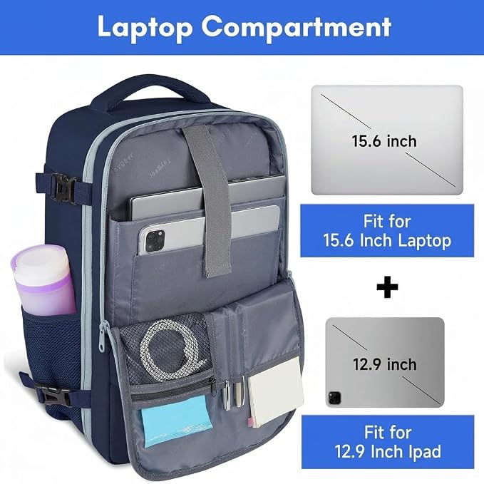 Taygeer Personal Item Backpack for Women, 35L Travel Backpack | Carry on bag with Laptop Compartment & Water Bottle Pocket, Lightweight Work Back pack for Weekend Business, Gifts, Ink Blue - Image 5
