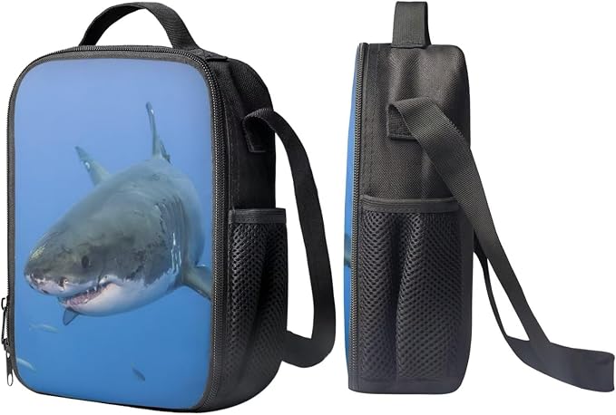 Kids Novelty Animal Backpack and Lunch Box for Boys Girls Student Lightweight 17 Inch School Shark Backpack with Lunch Bag Pencil Case Kids Comfy Padded Black Large Bookbag - Image 4