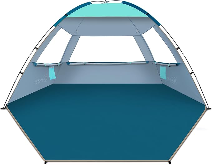 COMMOUDS Beach Tent Sun Shelter for 3/4/6/8 Person, UPF 50+ UV Protection Beach Shade Canopy Tent, Lightweight, Easy Set Up and Carry by COMMOUDS