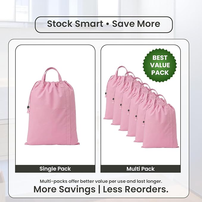 LFH Home Large Premium Cotton Rich Canvas Laundry Bag with Drawstring and Handles Heavy Duty, Multi-Use, Washable for Home, Travel, College or Storage 20x30 (Pack of 4)-Pink - Image 8