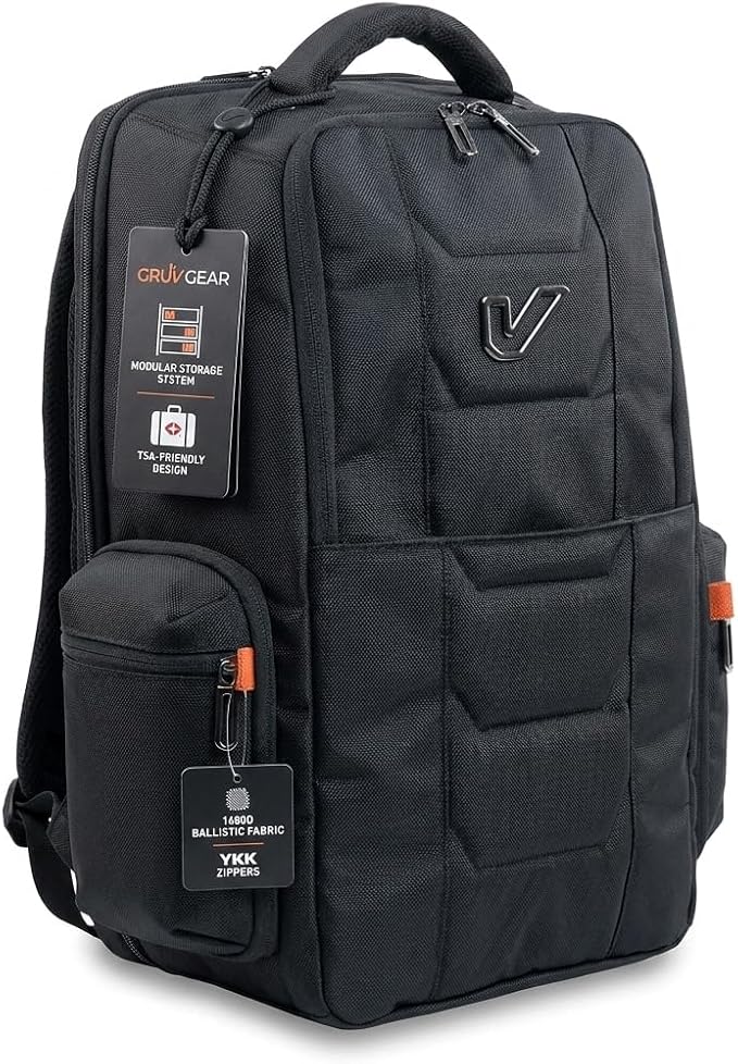 Gruv Gear Travel Laptop Backpack, 20L Black Tech Backpack with Modular Storage Shelves, Dual Access Pockets & TSA-Friendly Design, Compact Carry-On Backpack for Work, Travel & Everyday Carry - Image 2