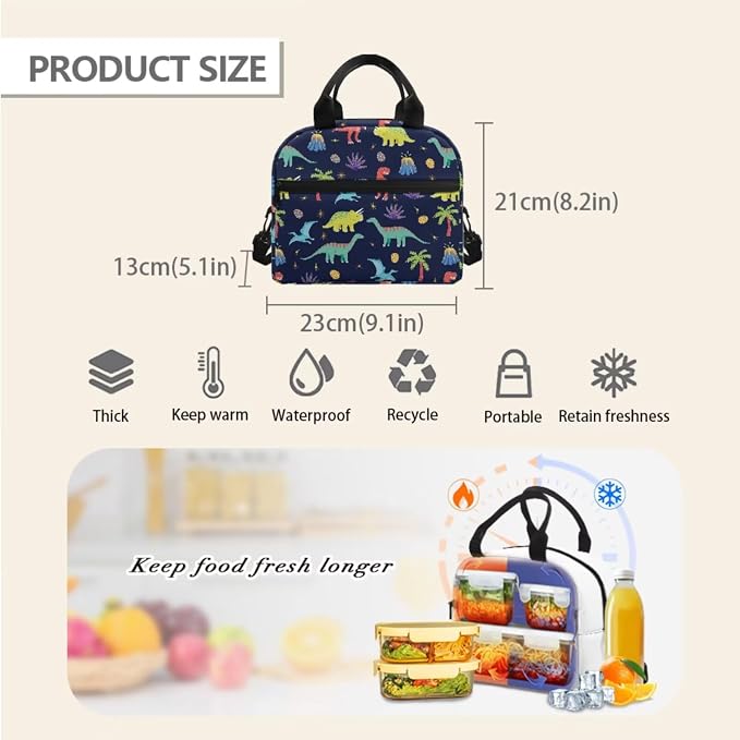 Dinosaur Boys Bookbag Kids Backpack for Boys Elementary Kindergarten Preschool School Bag Set with Lunch Box and Pencil Case, 3Pcs - Image 5