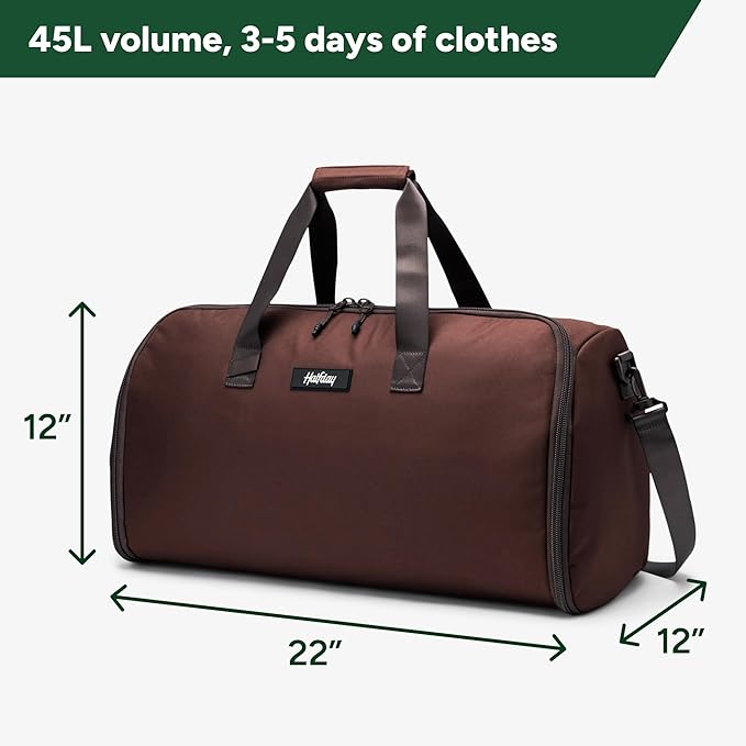 Halfday Convertible 2-in-1 Garment Duffel Weekender Bag 45L: Wrinkle-Free Travel (Hanging Suit Compartment, Shoe Pockets, Trolley Sleeve), Durable & Water-Resistant Carry-on, Port - Image 6