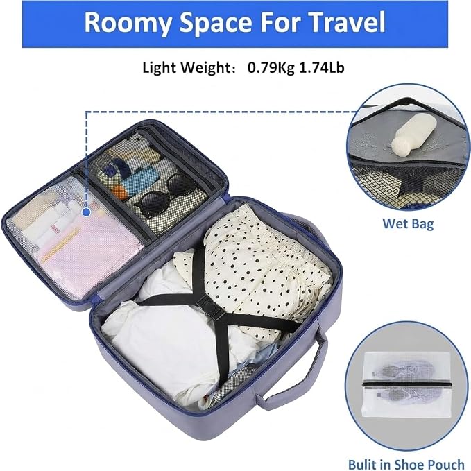 Taygeer Large Travel Backpack for Men Women, 35L Carry On Backpack | Airline Approved Personal Item Travel Bag with Water Bottle Pocket & Shoe Pouch, Laptop Backpack for Gym Hiking, Gray Blue - Image 4