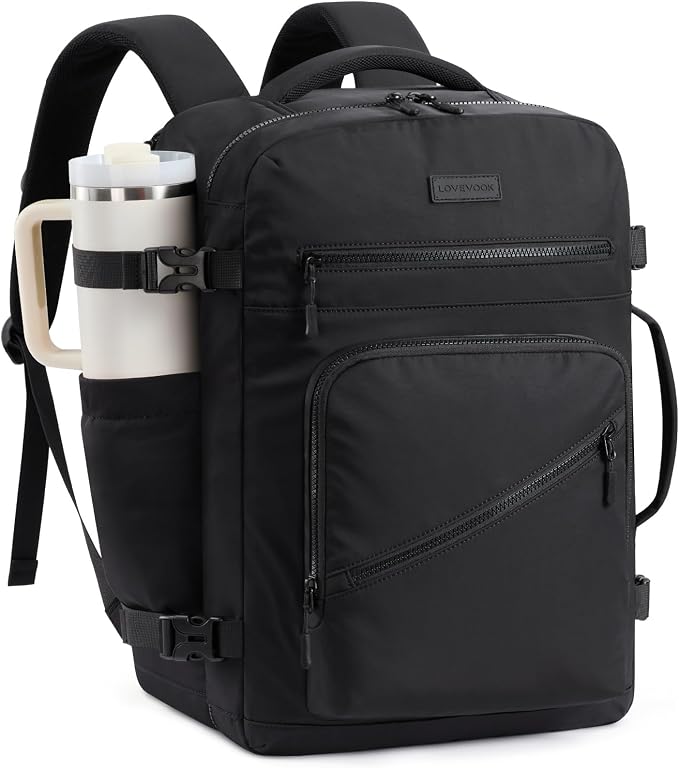 LOVEVOOK 50L Travel Backpack for Women Men, Airline Approved Carry On Luggage, Multi-Pocket TSA Personal Item Bag fits 17 Inch Laptop, Waterproof Weekender Overnight Suitcase Travel Essentials by LOVEVOOK