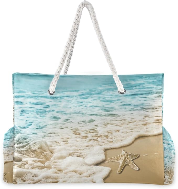 senya Large Beach Bags Totes Swim Canvas Tote Shoulder Bag Water Resistant Bags for Gym Travel Daily - Image 4
