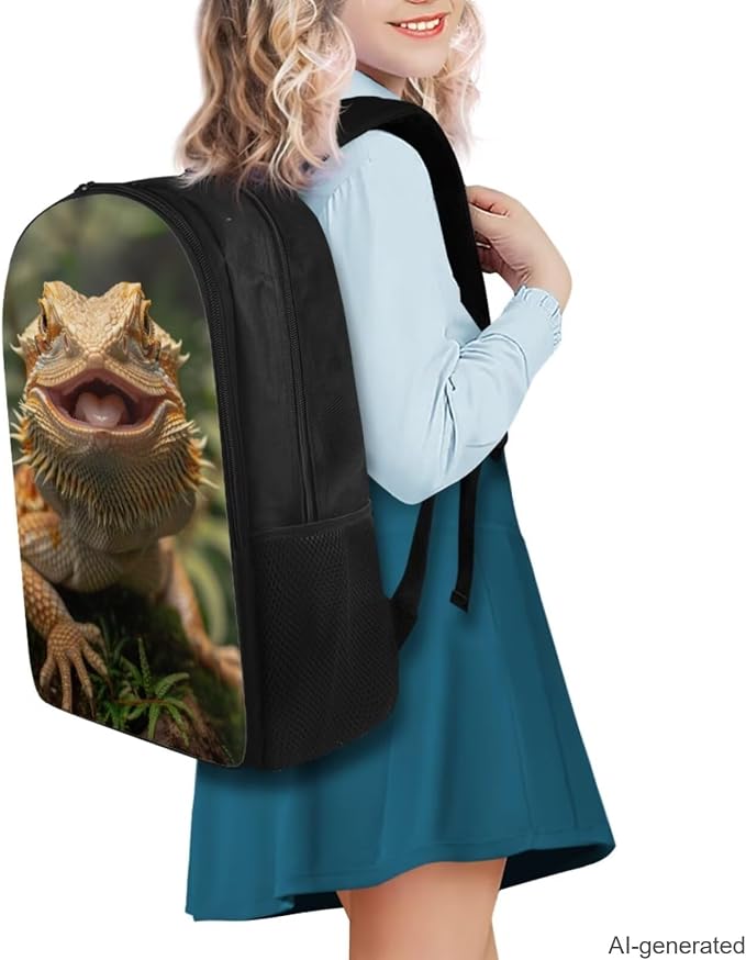 Dragon Lizard Backpack for Kids Boys Backpack with Lunch Box Water Bottle Carrier and Soft Pencil Case 4PCS Set Bookbag with Compartments 17 inch Lightweight School Bag Kids School Essentials - Image 2