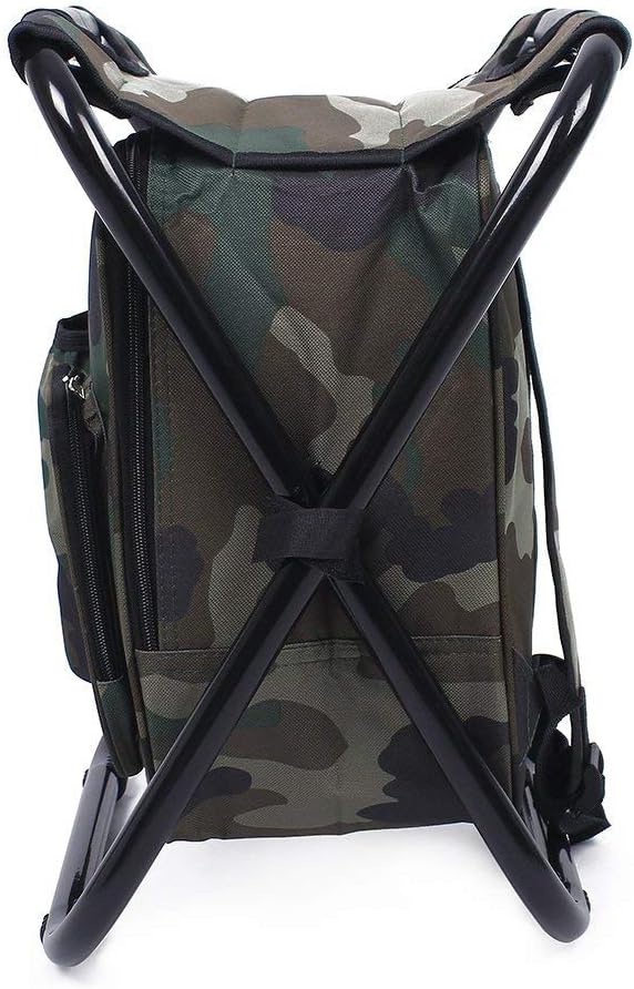 Folding 3 in 1 Camping Chair Stool Backpack with Cooler Insulated Picnic Bag, Hiking Camouflage Seat Table Bag Camping Gear for Outdoor Indoor Fishing Travel Beach BBQ (Camouflage) - Image 4