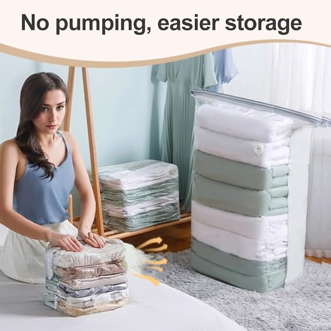 No Pump Vacuum Storage Bags, Life Space Creator Bags, 40"×32"×12"(4) | No pump needed for quick compression. Ideal for storing sweaters, towels and bedding to save space for home and travel. - Image 2