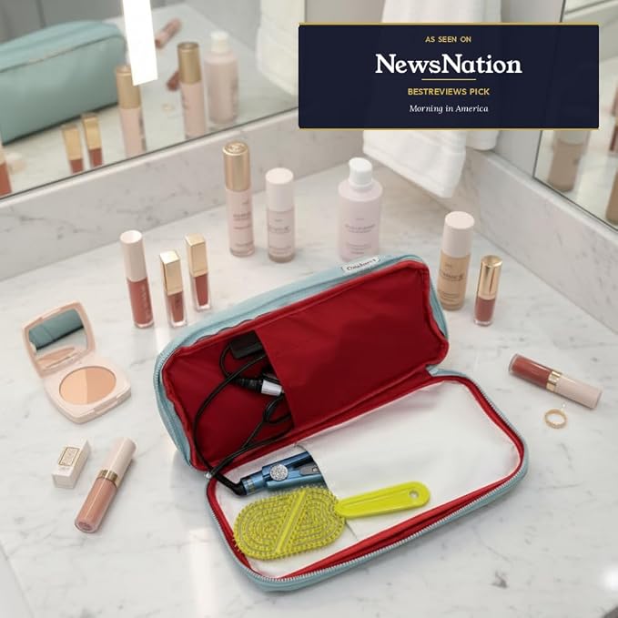 All in One Travel Toiletry Bag Large, Makeup Bag with Jewelry Compartment and Heat-Resistant Pocket for Hair Tools - Image 3