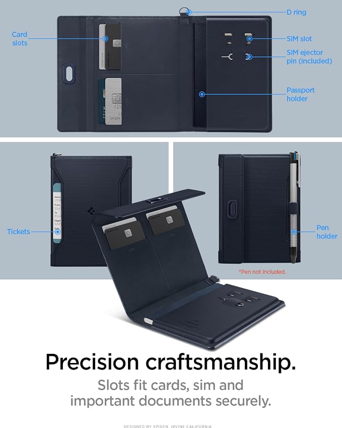 Spigen Life for Passport Card Cover Holder with RFID Blocking Technology Wallet Travel Documents Organizer Protector Accessories, SIM Card Pin Included - Image 3