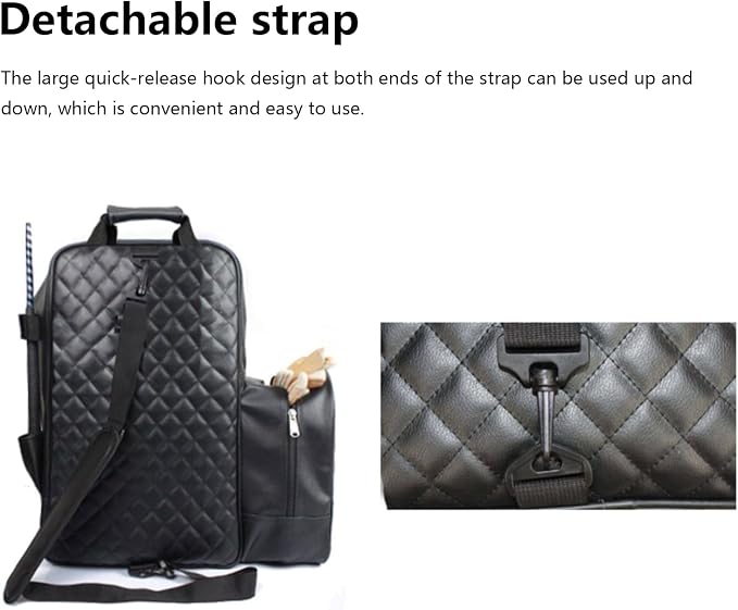 Professional Equestrian Bags Durable PU Leather Horse Riding Boots and Helmet Bag (Black0) - Image 9